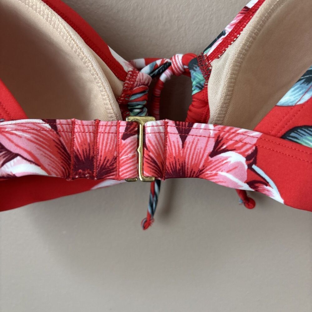 Kona Sol Bikini Top Womens S Floral Red Blue Green Bow Swim Top - Picture 6 of 8
